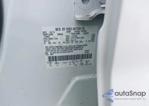 2010 Lincoln Mkx z USA, uszkodzony, nr VIN 2LMDJ6JC5ABJ30818